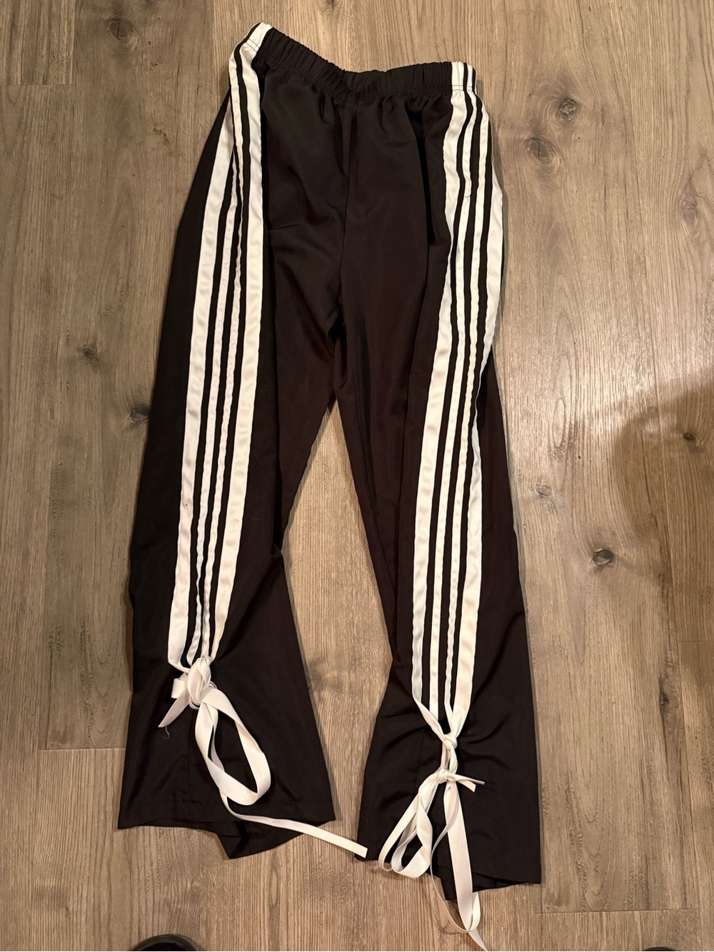 Women's Black Track Pants with White Side Stripes